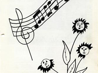 Illustration of music and flowers